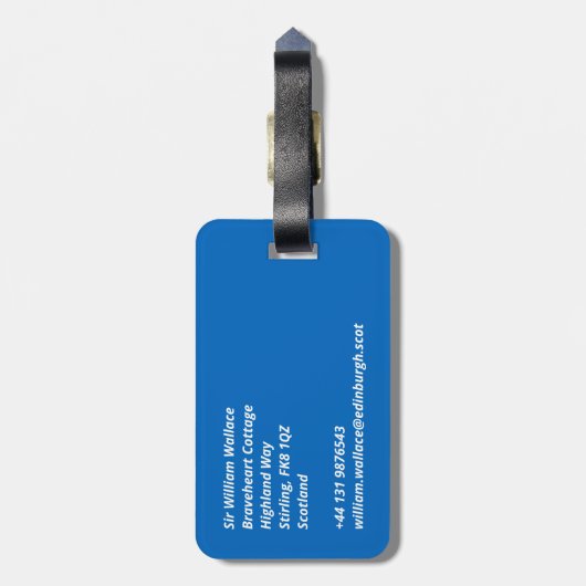 Schottische Flagge Gepäckanhänger (Rückseite vertikal)