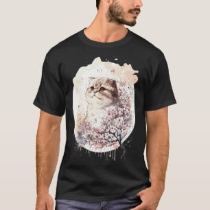 Schottische Fold-Katze Japanische Kirschblüte Saku T-Shirt