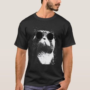 Schottische Fold-Katze mit Sonnenbrille Weiße Spla T-Shirt