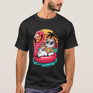 Schottische Fold-Katze Strand Sommerurlaub Pool Fl T-Shirt