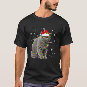Schottische Fold Katze Weihnachtslichter Lustige S T-Shirt