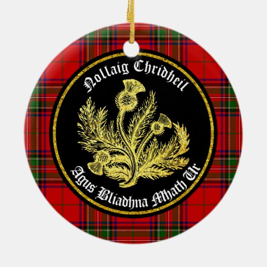 Schottische frohe Weihnachten und guten Rutsch ins Keramikornament (Hinten)