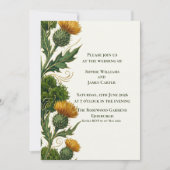 Schottische Gelbe Distel Goldene Wirbel Hochzeit Einladung (Vorderseite)