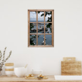 Schottische Hafenansicht aus einem Fenster Poster (Küche)