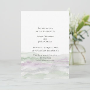 Schottische Heide-Purple-Wasserfarben-Hochzeit Einladung