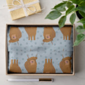 Schottische Highland Cattle on Blue Polka Dots Seidenpapier (Geschenk)