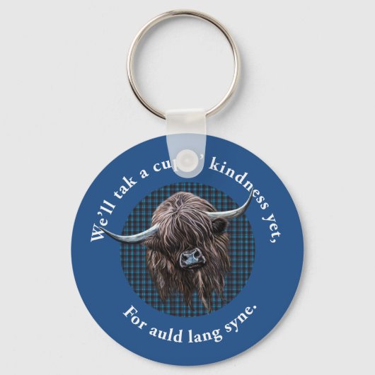 Schottische Highland Cow. Auld Lang Syne. Schlüsselanhänger (Vorderseite)