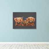 Schottische Highland Cows ' Die Mandarinen auf Gra Leinwanddruck (Insitu (Holzboden))