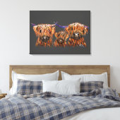 Schottische Highland Cows ' Die Mandarinen auf Gra Leinwanddruck (Insitu (Schlafzimmer))