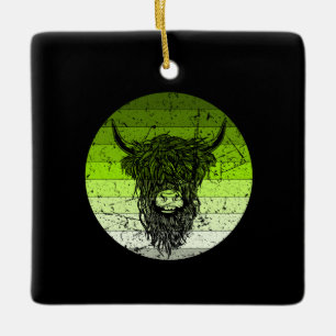 Schottische Highland-Rinder Retro Keramikornament