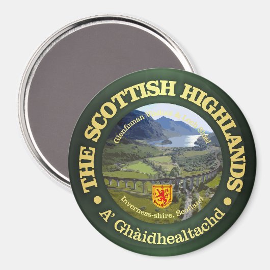 Schottische Highlands Magnet (Vorderseite/Rückseite)