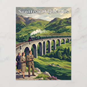 Schottische Highlands Vintage-Reise Eisenbahn Postkarte
