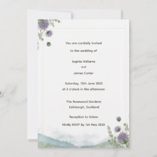 Schottische Hochland-Distel-Hochzeitseinladung W Einladung