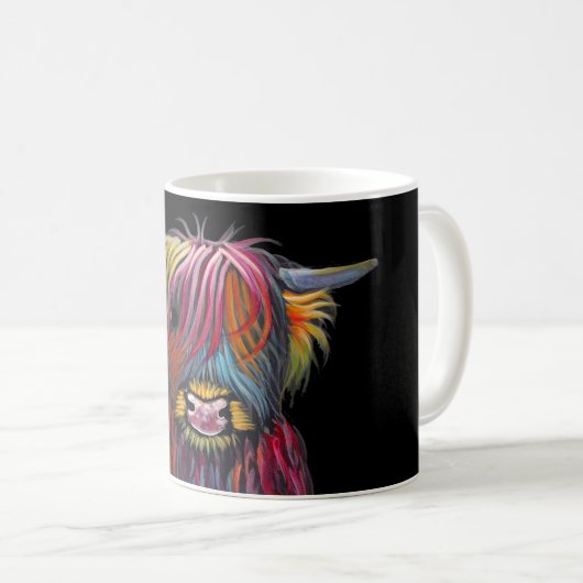 Schottische Hochland-Kuh "BRaVEHEaRT 2" durch Kaffeetasse (VorderseiteRechts)
