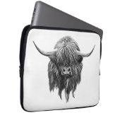 Schottische Hochland-Kuh in Schwarzweiss Laptopschutzhülle (Vorne Rechts)