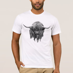 Schottische Hochland-Kuh in Schwarzweiss T-Shirt