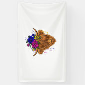 Schottische Hochland-Kuh Kuh Whisperer Landwirtsch Banner (Vertikal)