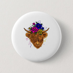 Schottische Hochland-Kuh Kuh Whisperer Landwirtsch Button