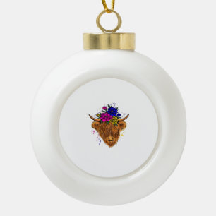 Schottische Hochland-Kuh Kuh Whisperer Landwirtsch Keramik Kugel-Ornament