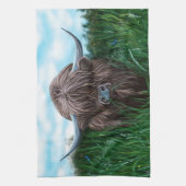 Schottische Hochland-Kuh-Malerei Geschirrtuch (Vertikal)