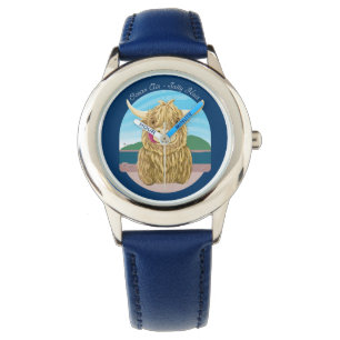 Schottische Hochland-Kuh mit dem Ozean-salzigen Armbanduhr