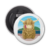 Schottische Hochlandkuh, am Strand kühl Flaschenöffner (Vorderseite)