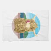 Schottische Hochlandkuh, am Strand kühl Geschirrtuch (Horizontal)