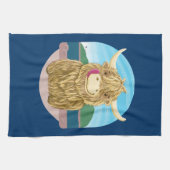 Schottische Hochlandkuh, am Strand kühl Geschirrtuch (Horizontal)