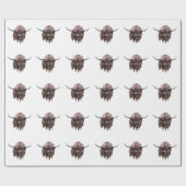 Schottische Hochlandkuh in Farbe Geschenkpapier (Flach)