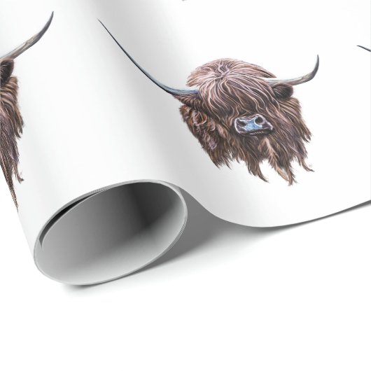Schottische Hochlandkuh in Farbe Geschenkpapier (Rolleneckpunkt)