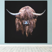 Schottische Hochlandkuh in Farbe Leinwanddruck (Insitu (Holzboden))