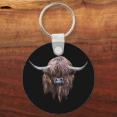 Schottische Hochlandkuh in Farbe Schlüsselanhänger (Vorderseite)