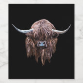 Schottische Hochlandkuh in Farbe Weinetikett (Einzelnes Label)
