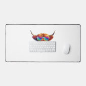 Schottische Hochlandkuh in Sonnenbrille farbiges W Schreibtischunterlage (Tastatur & Maus)