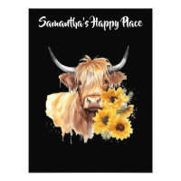 Schottische Hochlandkuh mit Sonnenblumen. bearbeit