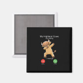 Schottische Hochlandkuh ruft Magnet (Vorderseite/Rückseite)