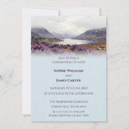 Schottische Hochlandlandschaft Aquarell-Hochzeit I Einladung