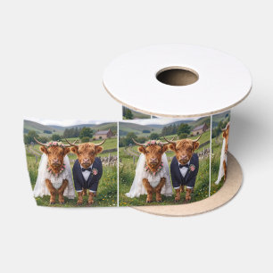 Schottische Hochzeit Highland-Kühe Satinband