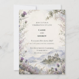 Schottische Hochzeit im Highland-Schloss mit Diste Einladung