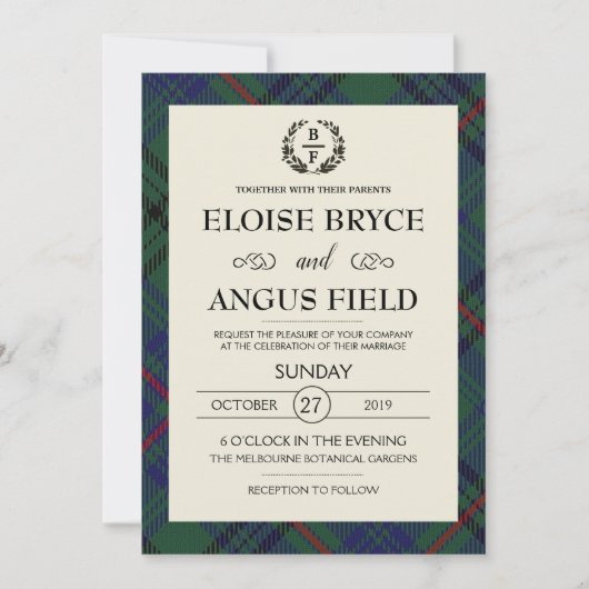 Schottische Hochzeit traditionelle Einladung (Vorderseite)