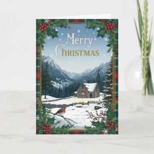 Schottische Holly Tartan Weihnachtskarte Karte