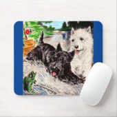 Schottische Hunde, Blackie und Whitie Mousepad (Mit Mouse)