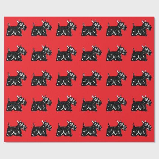 Schottische Hunde mit rotem Wrapping Paper Geschenkpapier (Flach)