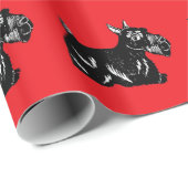 Schottische Hunde mit rotem Wrapping Paper Geschenkpapier (Rolleneckpunkt)