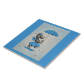 Schottische Hundedame mit Regenschirm Fliese (Seite)