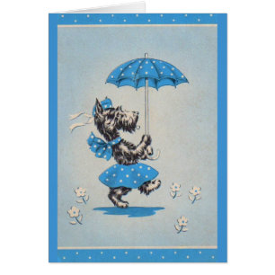 Schottische Hundedame mit Schirm