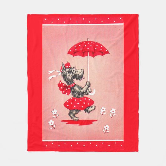 Schottische Hundedame mit Schirm Fleecedecke (Vorderseite)