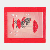 Schottische Hundedame mit Schirm Fleecedecke (Vorderseite (Horizontal))