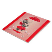 Schottische Hundedame mit Schirm Fliese (Seite)