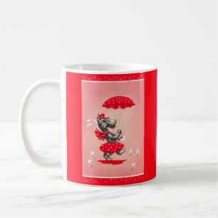 Schottische Hundedame mit Schirm Kaffeetasse